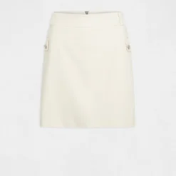 Jupe Droite Poches à Boutons Ecru Moyen Femme -Morgandetoi Boutique jupe droite poches a boutons ecru moyen femme vue3 32536300941740213