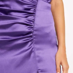 Jupe Droite Satin Fendue Violet Femme -Morgandetoi Boutique jupe droite satin fendue violet femme vue4 32536300947030310