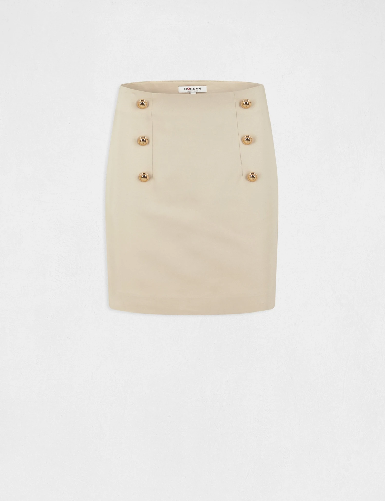 Jupe Droite Taille Haute à Ponts Ecru Moyen Femme 4 Jupe Droite Taille Haute à Ponts Ecru Moyen Femme – Image 4