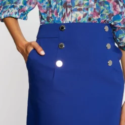 Jupe Droite Taille Haute Avec Boutons Bleu Electrique Femme 9 Jupe Droite Taille Haute Avec Boutons Bleu Electrique Femme -Morgandetoi Boutique jupe droite taille haute avec boutons bleu electrique femme vue4 32536300866030314