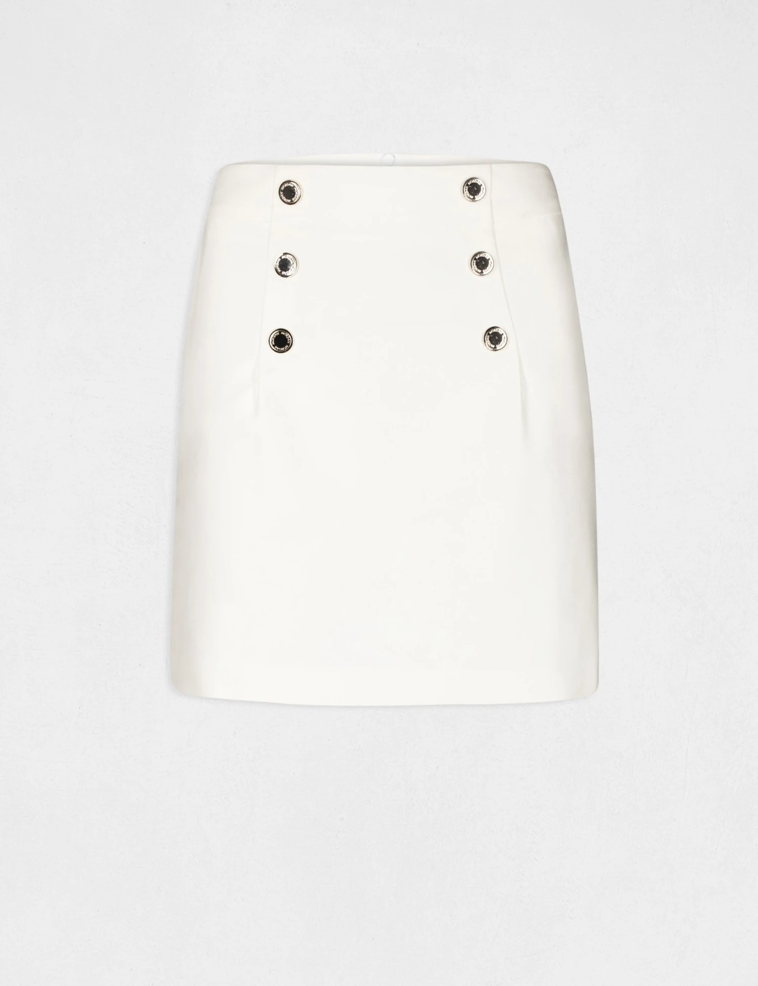 Jupe Droite Taille Haute Avec Boutons Ecru Femme 4 Jupe Droite Taille Haute Avec Boutons Ecru Femme – Image 4