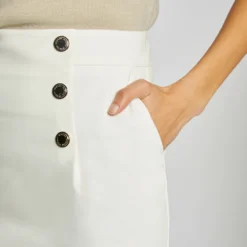 Jupe Droite Taille Haute Avec Boutons Ecru Femme 9 Jupe Droite Taille Haute Avec Boutons Ecru Femme -Morgandetoi Boutique jupe droite taille haute avec boutons ecru femme vue4 32536300866030201