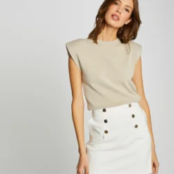 Jupe Droite Taille Haute Avec Boutons Ecru Femme 7 Jupe Droite Taille Haute Avec Boutons Ecru Femme -Morgandetoi Boutique jupe droite taille haute avec boutons ecru femme vue5 32536300866030201