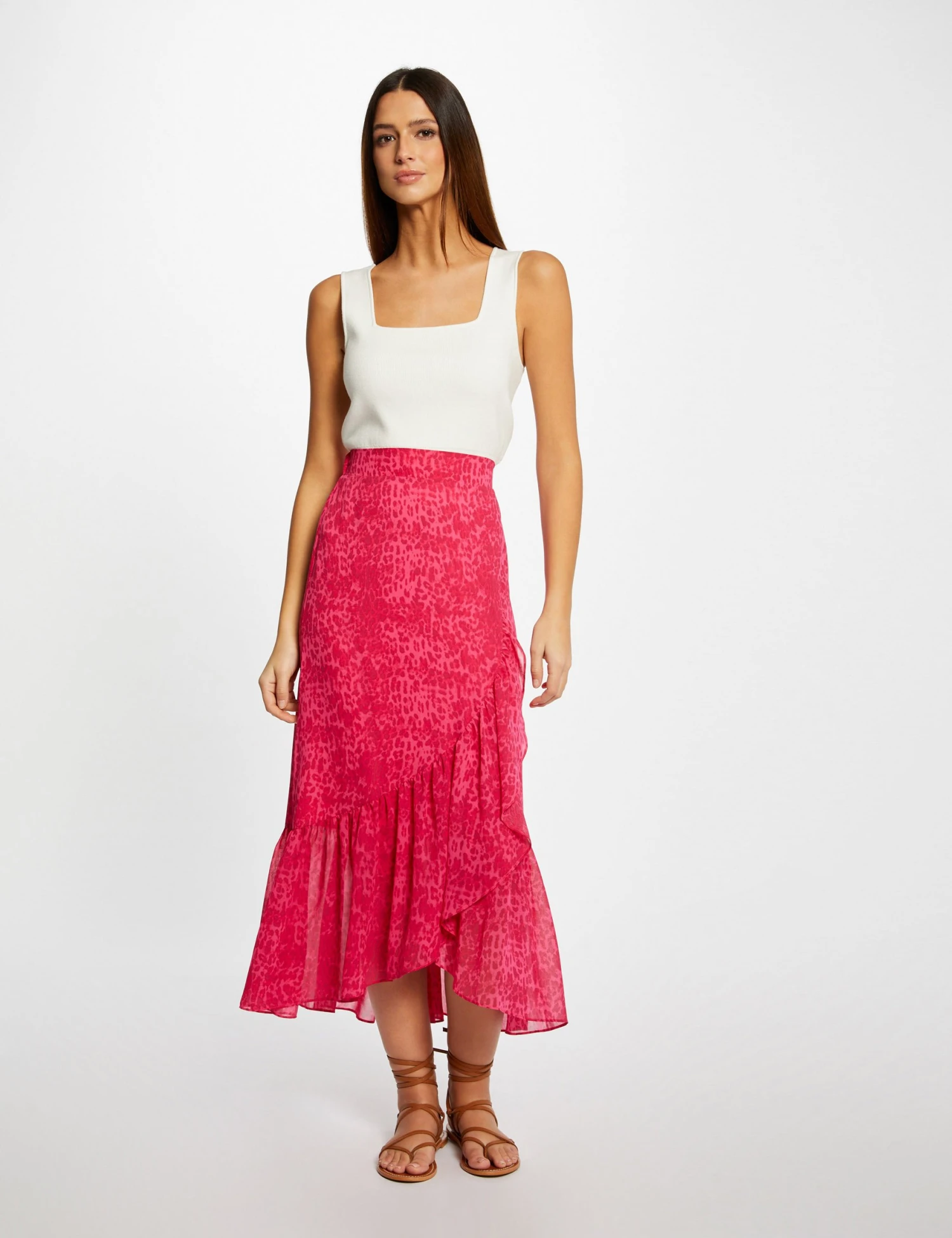 Jupe Longue Portefeuille Imprimé Léopard Rose Femme 1 Jupe Longue Portefeuille Imprimé Léopard Rose Femme