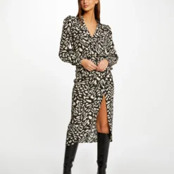 Jupe Midi Droite Imprimé Abstrait Multico Femme