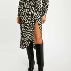 Jupe Midi Droite Imprimé Abstrait Multico Femme -Morgandetoi Boutique jupe midi droite imprime abstrait multico femme vue5 32536300940820900