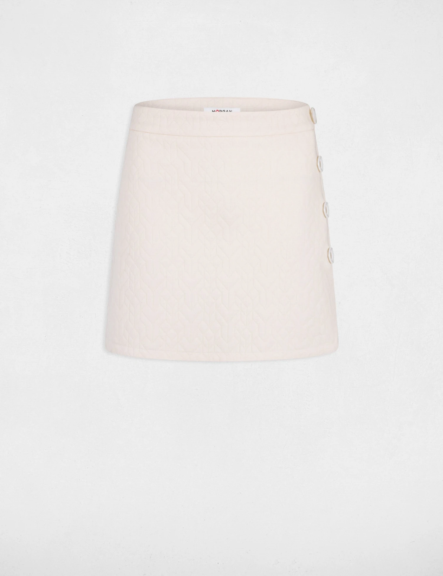 Jupe Portefeuille Aspect Matelassé Ecru Moyen Femme 5 Jupe Portefeuille Aspect Matelassé Ecru Moyen Femme – Image 5