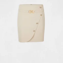 Jupe Portefeuille Avec Boutons Beige Femme -Morgandetoi Boutique jupe portefeuille avec boutons beige femme vue3 32536300929300202