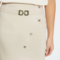 Jupe Portefeuille Avec Boutons Beige Femme -Morgandetoi Boutique jupe portefeuille avec boutons beige femme vue4 32536300929300202