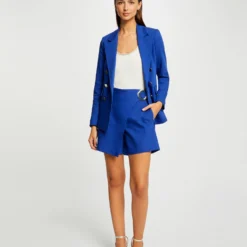 Jupe-short Droite Avec Boucle Bleu Electrique Femme