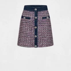 Jupe Trapèze Détails En Jean Multico Femme -Morgandetoi Boutique jupe trapeze details en jean multico femme vue3 32536300952470900