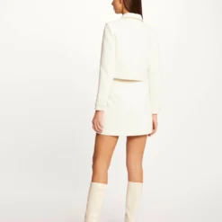 Morgandetoi Boutique -Morgandetoi Boutique jupe trapeze taille haute ecru femme vue2 32536300929370201