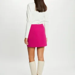 Morgandetoi Boutique -Morgandetoi Boutique jupe trapeze taille haute framboise femme vue2 32536300929370502