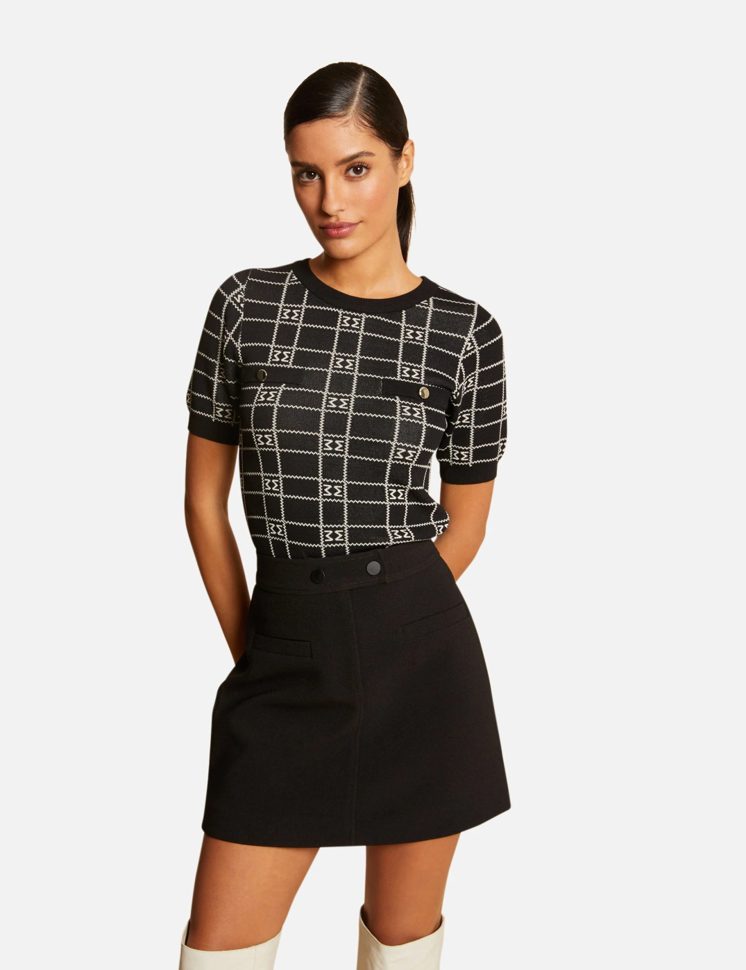 Jupe Trapèze Taille Haute Noir Femme 3 Jupe Trapèze Taille Haute Noir Femme – Image 3