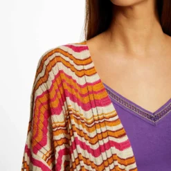 Poncho Imprimé Chevron Orange Femme -Morgandetoi Boutique poncho imprime chevron orange femme vue4 32536300938340703