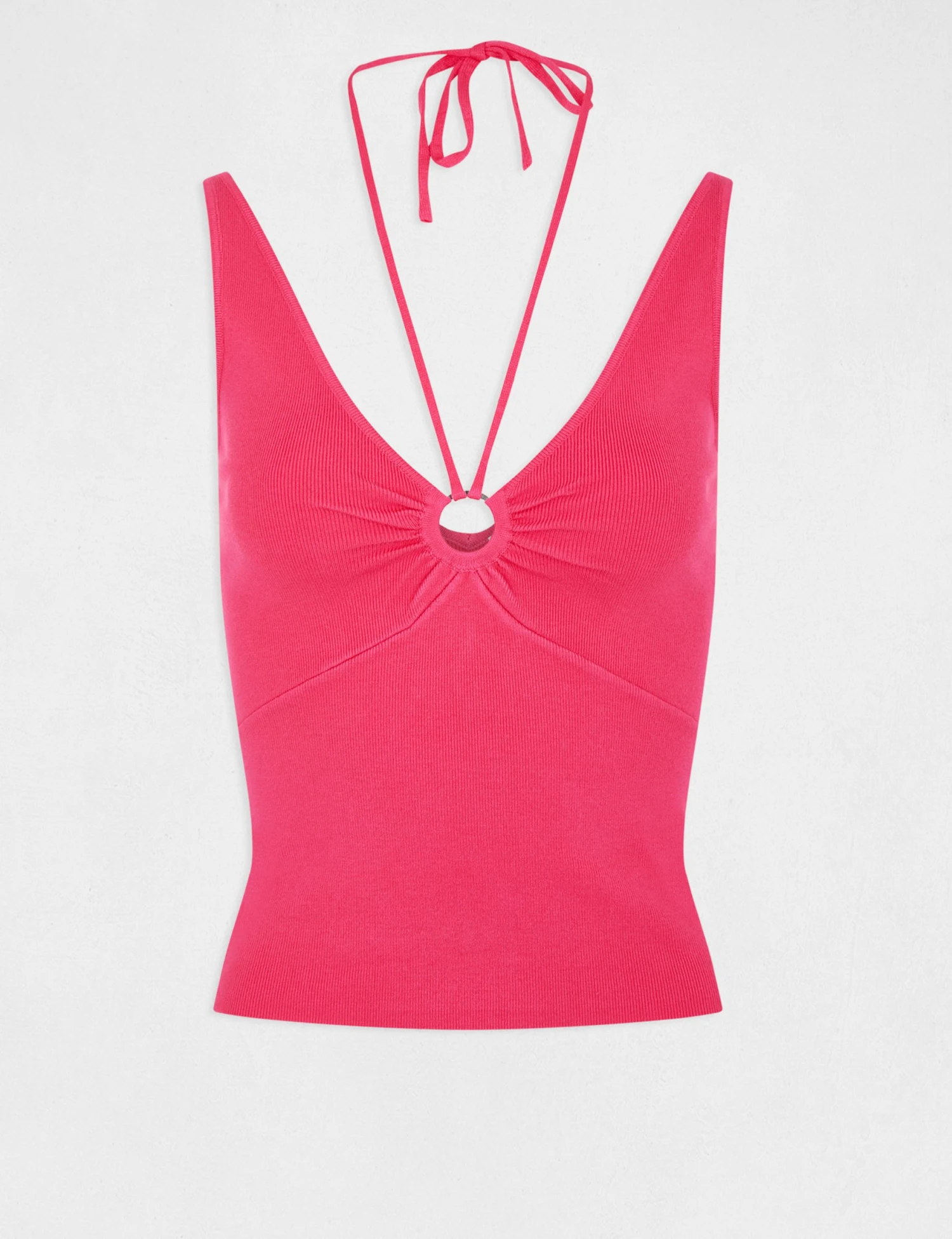 Pull Débardeur Avec Dos Nu Rose Fonce Femme 4 Pull Débardeur Avec Dos Nu Rose Fonce Femme – Image 4