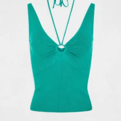 Pull Débardeur Avec Dos Nu Vert Moyen Femme -Morgandetoi Boutique pull debardeur avec dos nu vert moyen femme vue3 32536300931180608