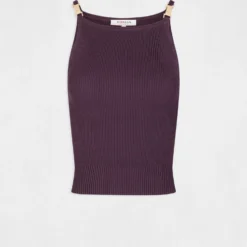 Pull Débardeur Bretelles Fines Prune Femme -Morgandetoi Boutique pull debardeur bretelles fines prune femme vue3 32536300930720505