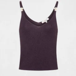 Pull Débardeur Bretelles Fines Prune Femme -Morgandetoi Boutique pull debardeur bretelles fines prune femme vue3 32536300931200505