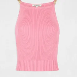 Pull Débardeur Bretelles Fines Rose Clair Femme -Morgandetoi Boutique pull debardeur bretelles fines rose clair femme vue3 32536300930720513