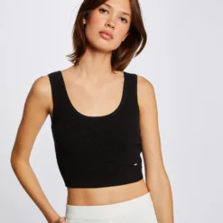 Pull Débardeur Crop Top Noir Femme