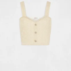 Pull Débardeur Fils Métallisés Ecru Femme -Morgandetoi Boutique pull debardeur fils metallises ecru femme vue3 32536300932410201