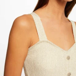 Pull Débardeur Fils Métallisés Ecru Femme -Morgandetoi Boutique pull debardeur fils metallises ecru femme vue4 32536300932410201