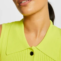 Pull Débardeur Sans Manches Col Polo Anis Femme -Morgandetoi Boutique pull debardeur sans manches col polo anis femme vue4 32536300930950604