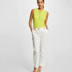 Pull Débardeur Sans Manches Col Polo Anis Femme -Morgandetoi Boutique pull debardeur sans manches col polo anis femme vue5 32536300930950604