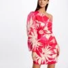 Robe Ajustée Asymétrique Imprimé Floral Multico Femme