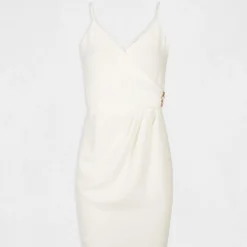Robe Ajustée Avec Effet Drapé Ecru Femme -Morgandetoi Boutique robe ajustee avec effet drape ecru femme vue3 32536300896930201