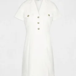 Robe Ajustée Avec Manches Courtes Ecru Femme 10 Robe Ajustée Avec Manches Courtes Ecru Femme -Morgandetoi Boutique robe ajustee avec manches courtes ecru femme vue3 32536300901870201