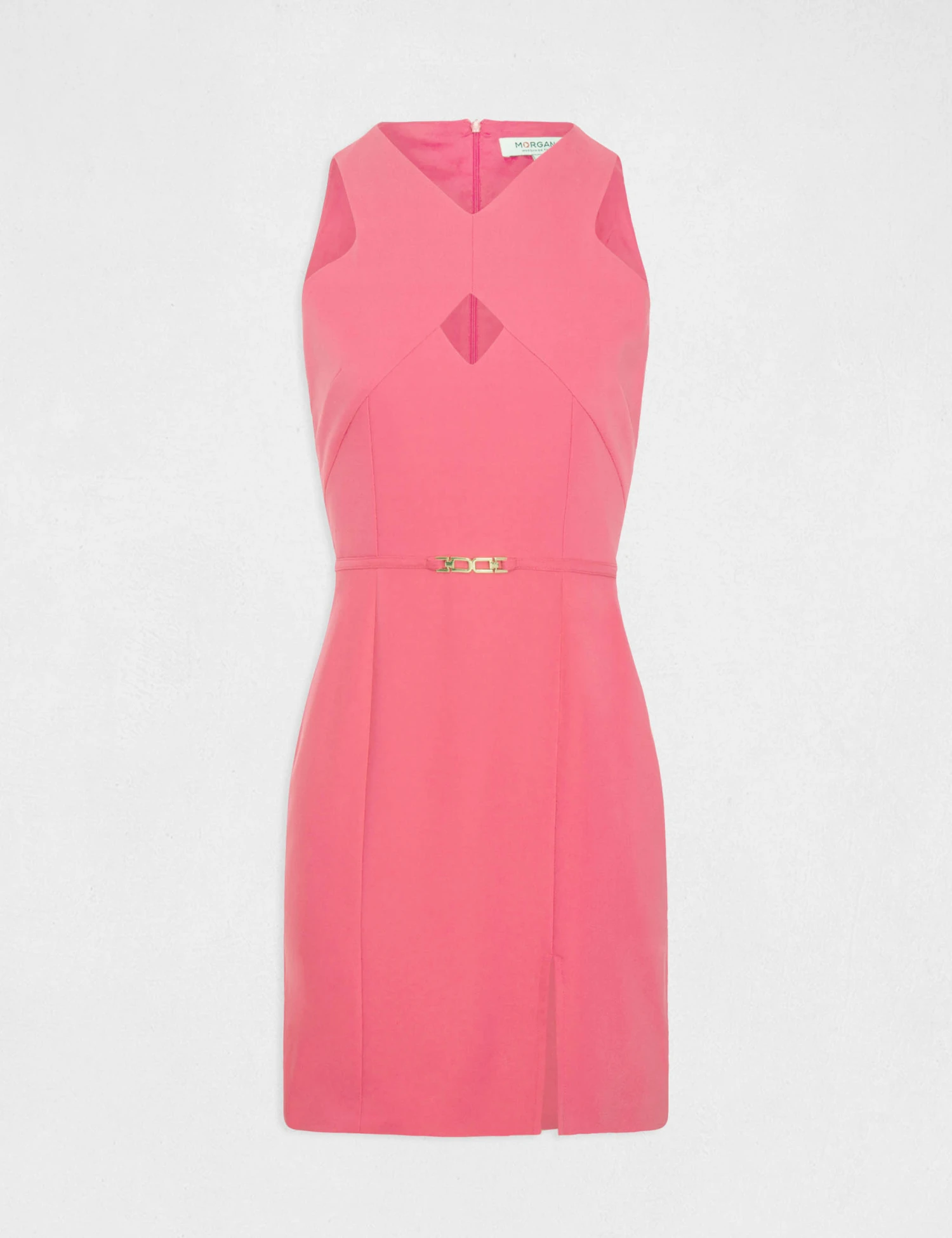 Robe Ajustée Avec Ouverture Et Fente Rose Femme 4 Robe Ajustée Avec Ouverture Et Fente Rose Femme – Image 4