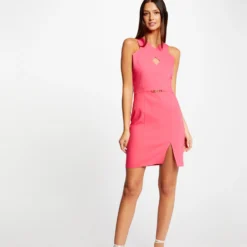 Robe Ajustée Avec Ouverture Et Fente Rose Femme 7 Robe Ajustée Avec Ouverture Et Fente Rose Femme -Morgandetoi Boutique robe ajustee avec ouverture et fente rose femme vue5 32536300938720503