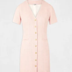 Robe Ajustée Boutonnée Rose Femme -Morgandetoi Boutique robe ajustee boutonnee rose femme vue3 32536300946650503