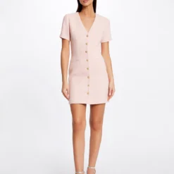 Robe Ajustée Boutonnée Rose Femme -Morgandetoi Boutique robe ajustee boutonnee rose femme vue5 32536300946650503
