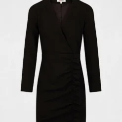 Robe Ajustée Drapée à Volants Noir Femme -Morgandetoi Boutique robe ajustee drapee a volants noir femme vue3 32536300948760100