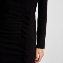 Robe Ajustée Drapée à Volants Noir Femme -Morgandetoi Boutique robe ajustee drapee a volants noir femme vue4 32536300948760100