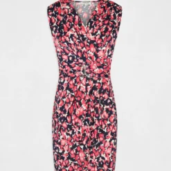Robe Ajustée Drapée Imprimé Abstrait Rose Femme -Morgandetoi Boutique robe ajustee drapee imprime abstrait rose femme vue3 32536300945620503