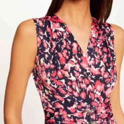 Robe Ajustée Drapée Imprimé Abstrait Rose Femme -Morgandetoi Boutique robe ajustee drapee imprime abstrait rose femme vue4 32536300945620503