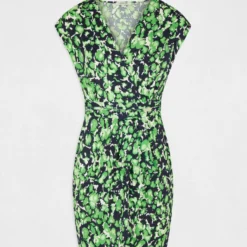 Robe Ajustée Drapée Imprimé Abstrait Vert Femme 10 Robe Ajustée Drapée Imprimé Abstrait Vert Femme -Morgandetoi Boutique robe ajustee drapee imprime abstrait vert femme vue3 32536300945610600
