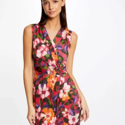Robe Ajustée Drapée Imprimé Floral Multico Femme