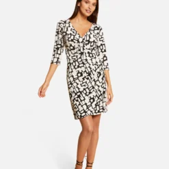 Robe Ajustée Drapée Imprimée Ecru Femme 9 Robe Ajustée Drapée Imprimée Ecru Femme -Morgandetoi Boutique robe ajustee drapee imprimee ecru femme vue5 32536300923560201