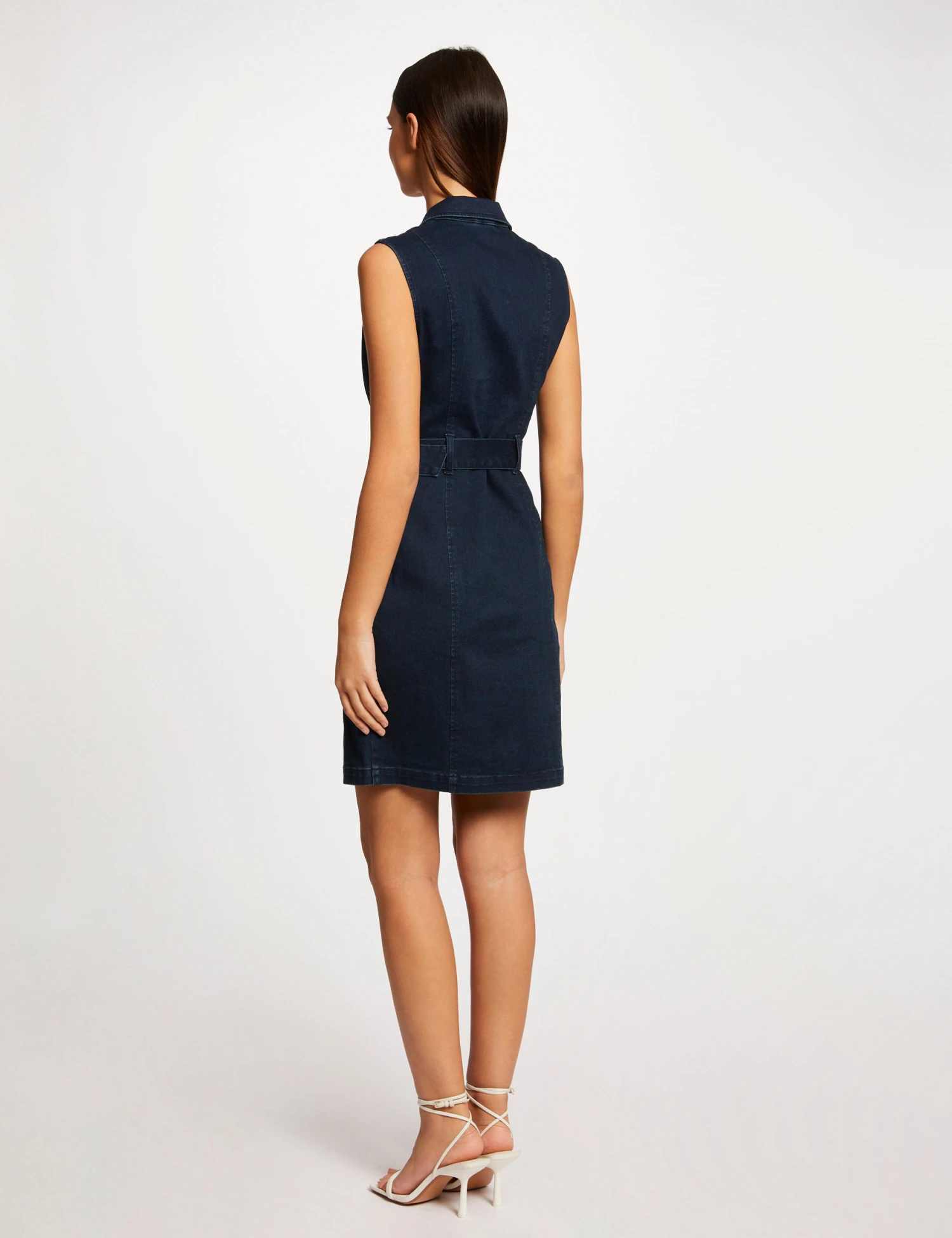 Robe Ajustée Drapée Sans Manches En Jean Jean Brut Femme 2 Robe Ajustée Drapée Sans Manches En Jean Jean Brut Femme – Image 2