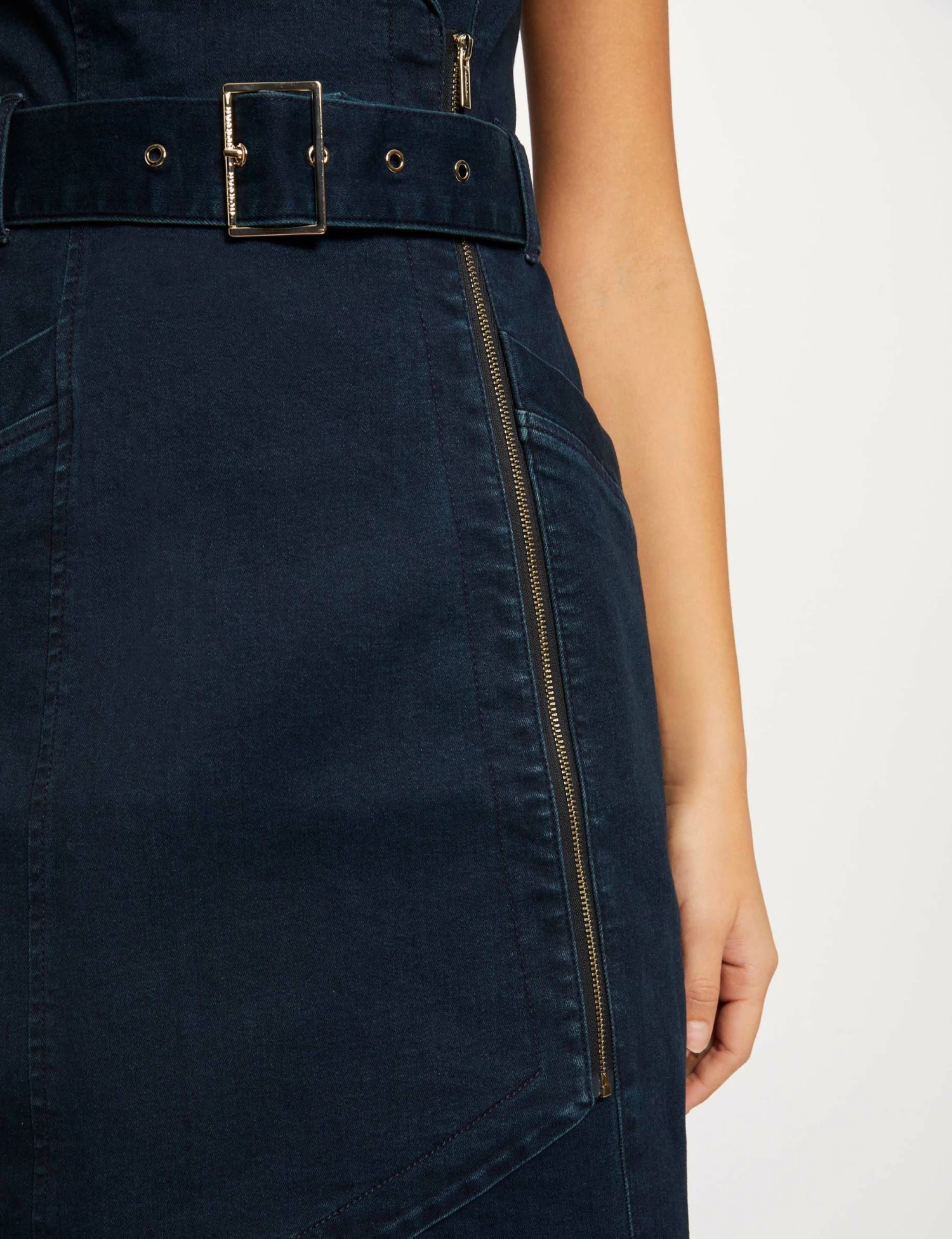 Robe Ajustée Drapée Sans Manches En Jean Jean Brut Femme 5 Robe Ajustée Drapée Sans Manches En Jean Jean Brut Femme – Image 5