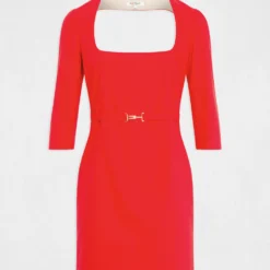 Robe Ajustée Encolure Carrée Dos Ouvert Rouge Femme -Morgandetoi Boutique robe ajustee encolure carree dos ouvert rouge femme vue3 32536300951690500