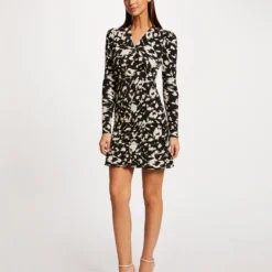 Robe Ajustée Froncée Imprimé Abstrait Multico Femme -Morgandetoi Boutique robe ajustee froncee imprime abstrait multico femme vue5 32536300945540900