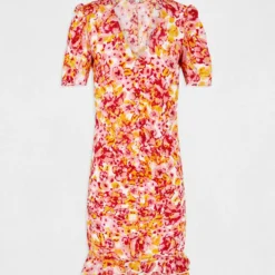 Robe Ajustée Froncée Imprimé Floral Multico Femme -Morgandetoi Boutique robe ajustee froncee imprime floral multico femme vue3 32536300945680900