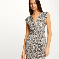 Robe Ajustée Imprimé Géométrique Multico Femme