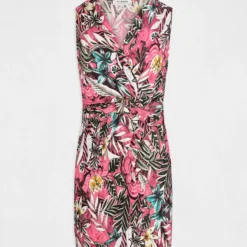 Robe Ajustée Imprimé Végétal Fuchsia Femme -Morgandetoi Boutique robe ajustee imprime vegetal fuchsia femme vue3 32536300873370506